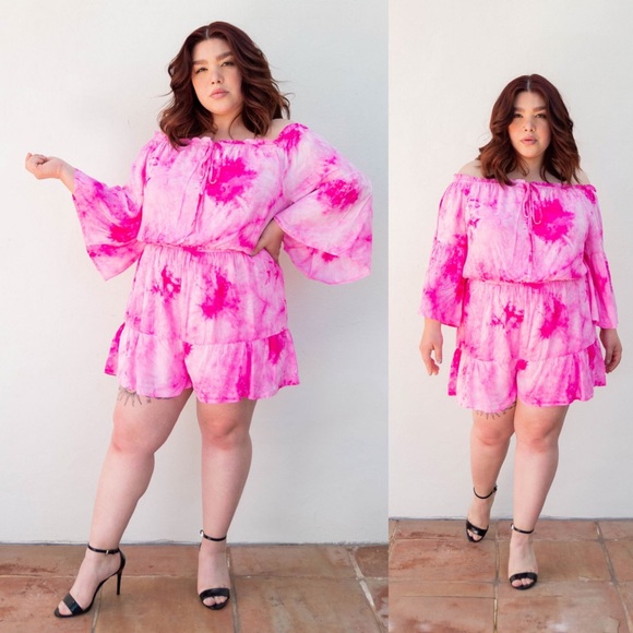 🚨24 HOUR SALE🚨Bags Packed Tie Dye Plus Romper - Picture 3 of 4
